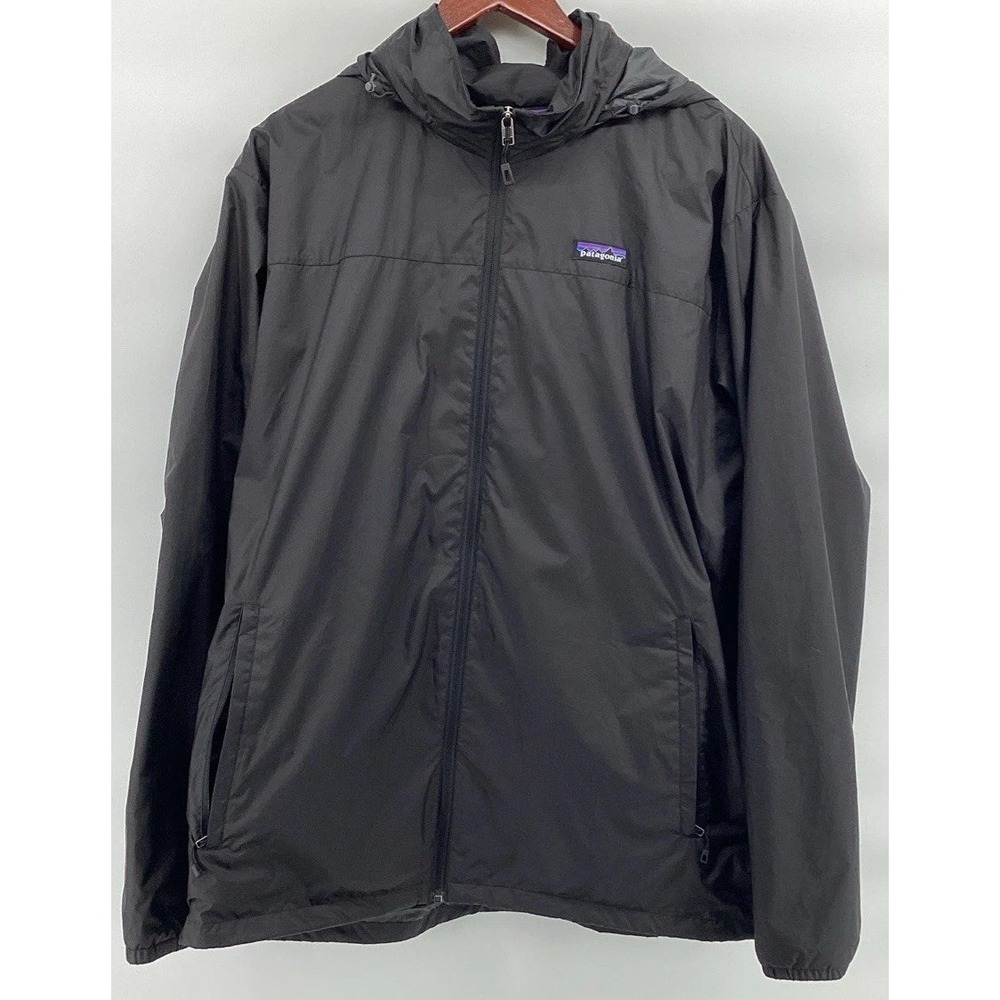 Patagonia Light and Variable Windbreaker Rain Jacket Men's With Hood XL Black